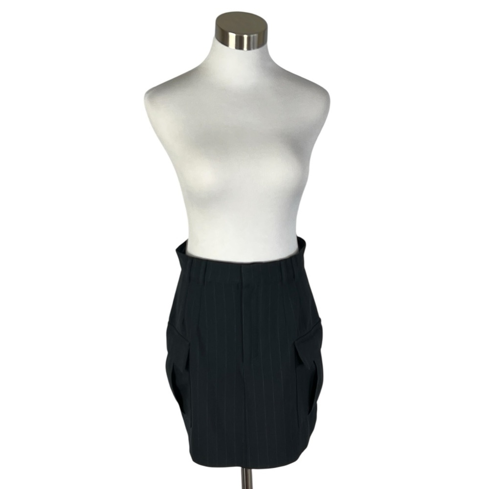 Zara Navy Pinstripe Skirt with Pockets Medium